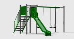 Tobogan drept 2,5m cu platforma și hinta TDPH.01