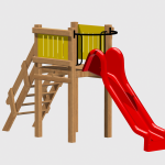 Tobogan drept 2,5m cu platforma lemn TDPL.01