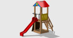 Tobogan drept cu turn lemn si cataratoare TDTC.01 - imagine 2