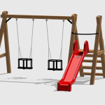 Tobogan drept 2m cu platformă și hintă din lemn TDPHL.03